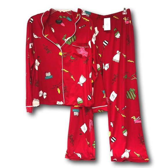 Kate Spade Pajamas Novel Print Shirt + Pants Dachshund NWT PJs Women Size Medium